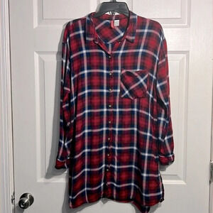 Divided by H&M Women’s Button Down Shirt - Size 14 - Red Plaid